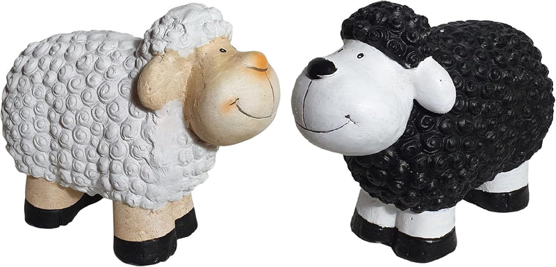 Bambelaa! 2er Set Schaf Deko Figur Garten Gross Draussen Aussen Innen Wetterfeste Gartenfigur Lustig