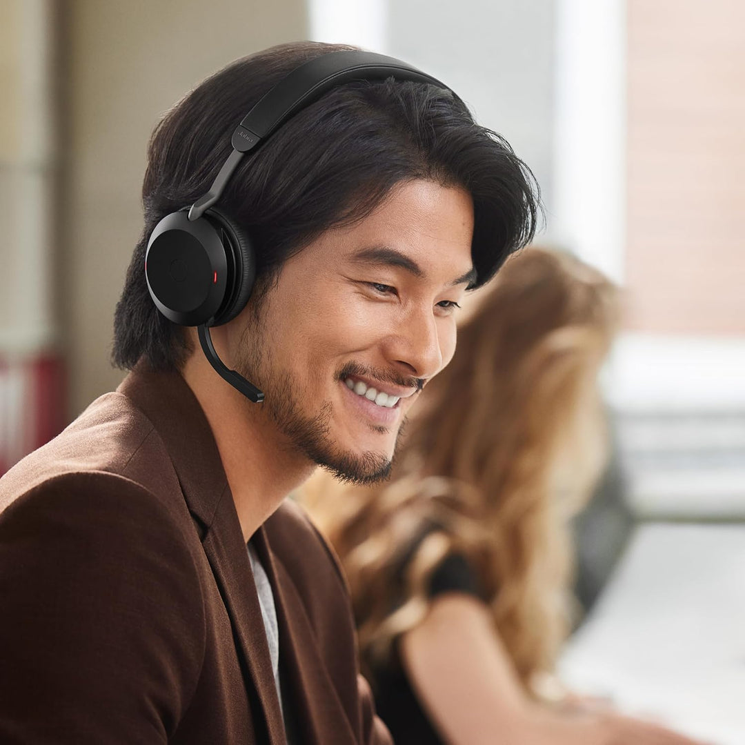 Jabra Evolve2 75 Wireless PC Headset with 8-Microphone Technology - Dual Foam Stereo Headphones with