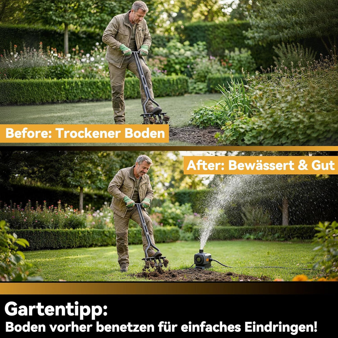 Rasenlüfter für Garten, Aerifizierer für Rasen mit 5 Löchern und rutschfestem Gummigriff, Manueller