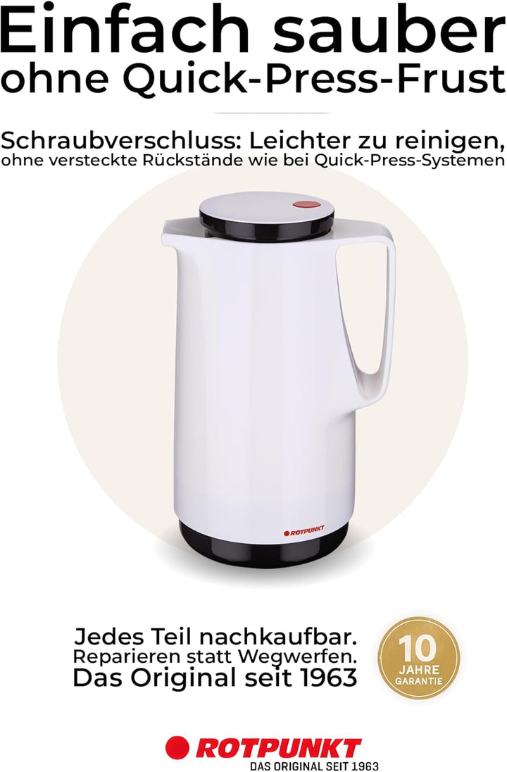 ROTPUNKT Isolierkanne 760 Maxima 1,0 l | Zweifunktions-Drehverschluss | BPA-frei - gesundes Trinken