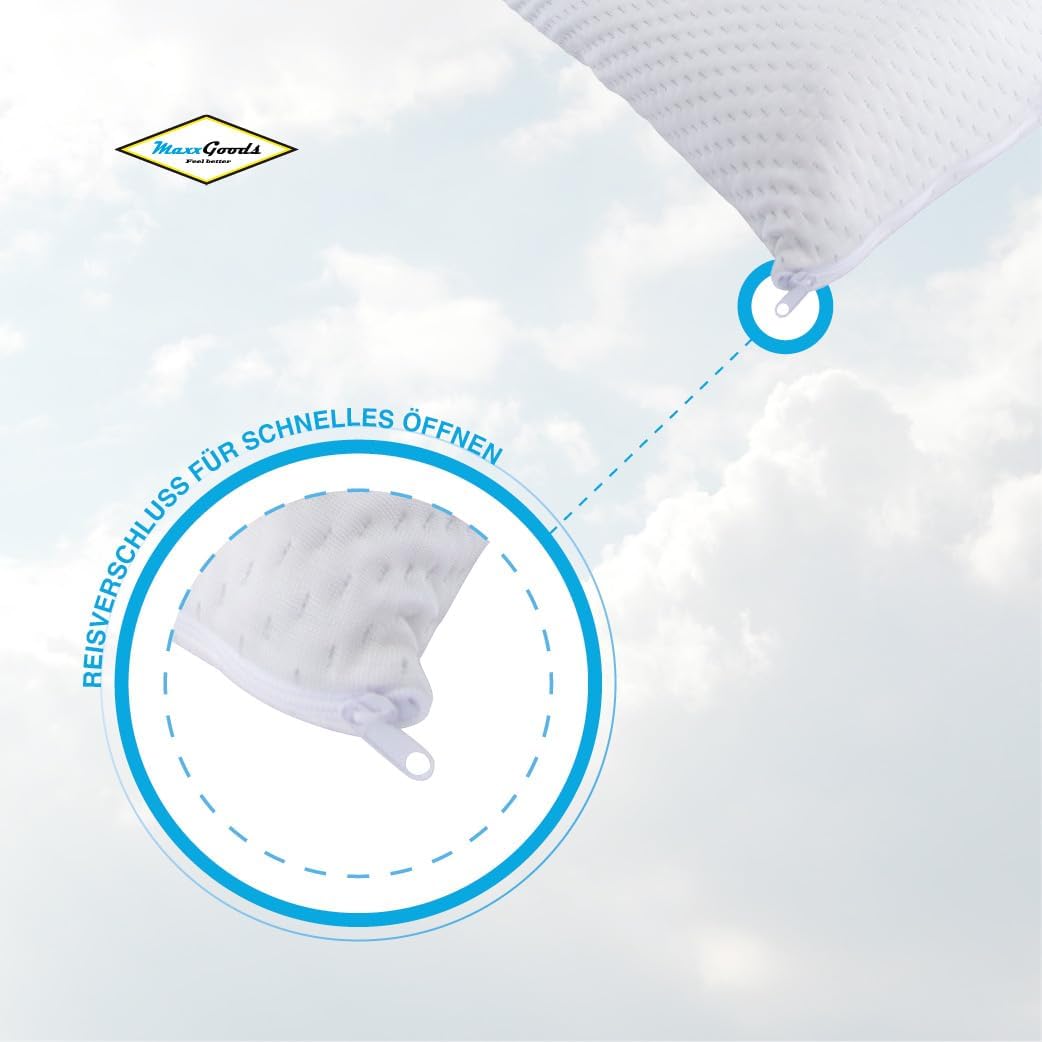 MaxxGoods kühlendes Nackenstützkissen aus Gelschaum Sticks 1Kg & Bambus Kissenbezug - Sommerkissen m