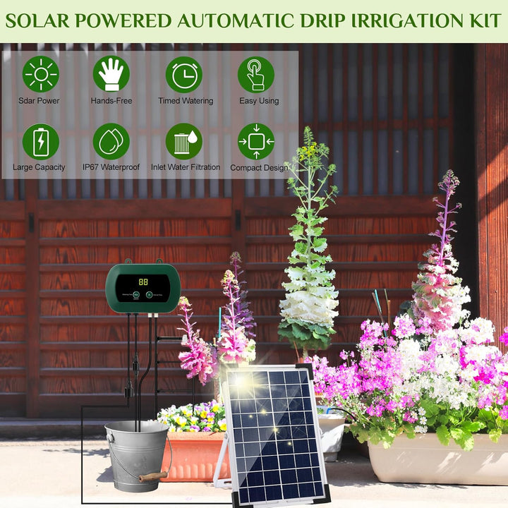 Anpress Solar Bewässerungssystem Automatische Set, Bewässerungssystem Garten, DIY Automatisches Gart