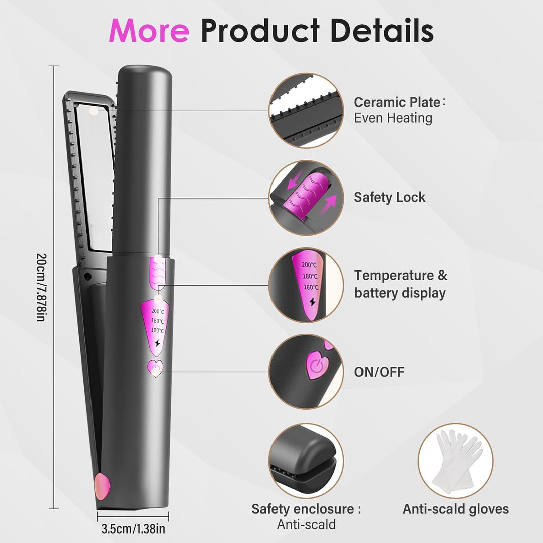 Journeyside Glätteisen Kabellos 2 in 1, Haarglätter Ceramic 4500mAh,Haarglätter und Lockenstab, 3 Ei