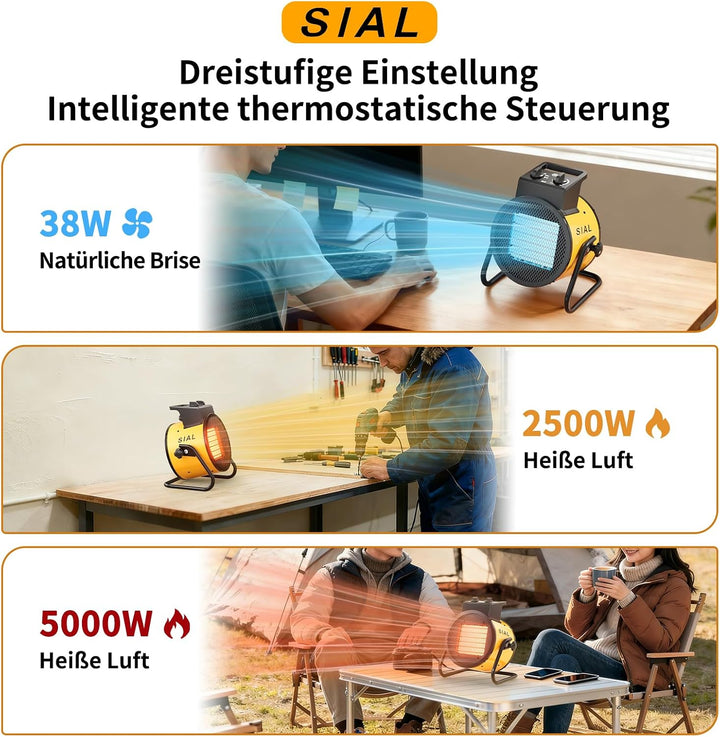 SIAL 5000 W Heizlüfter - Elektroheizgebläse - Keramik Heizstrahler - Bauheizer Bautrockner - Heizger