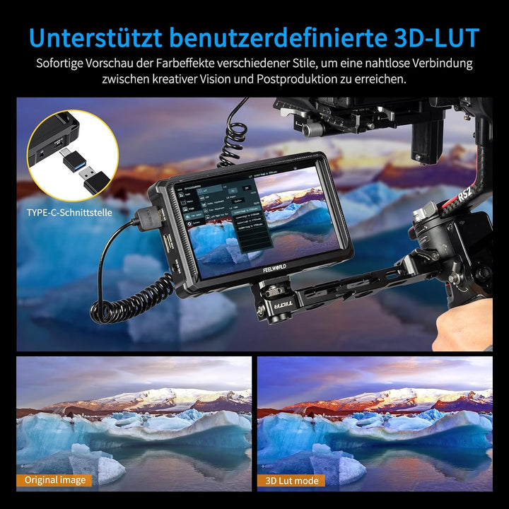 FEELWORLD FW568V3 DSLR Field Monitor 6 Zoll 3D LUT Waveform Vector Scope 1920x1152 4K HDMI Bildschir
