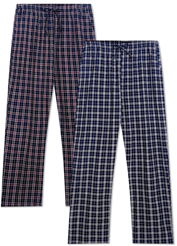 Winovia Herren Schlafanzughose Lang Baumwolle Karierte Pyjamahose Lounge Hose Pyjamaunterteil Freize