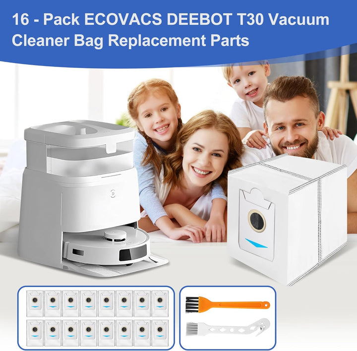 16 Stück Staubbeutel für Ecovacs Deebot T30 Pro Omni / T30 Omni / T30S / T30S PRO / X5 Omni/Deebot X