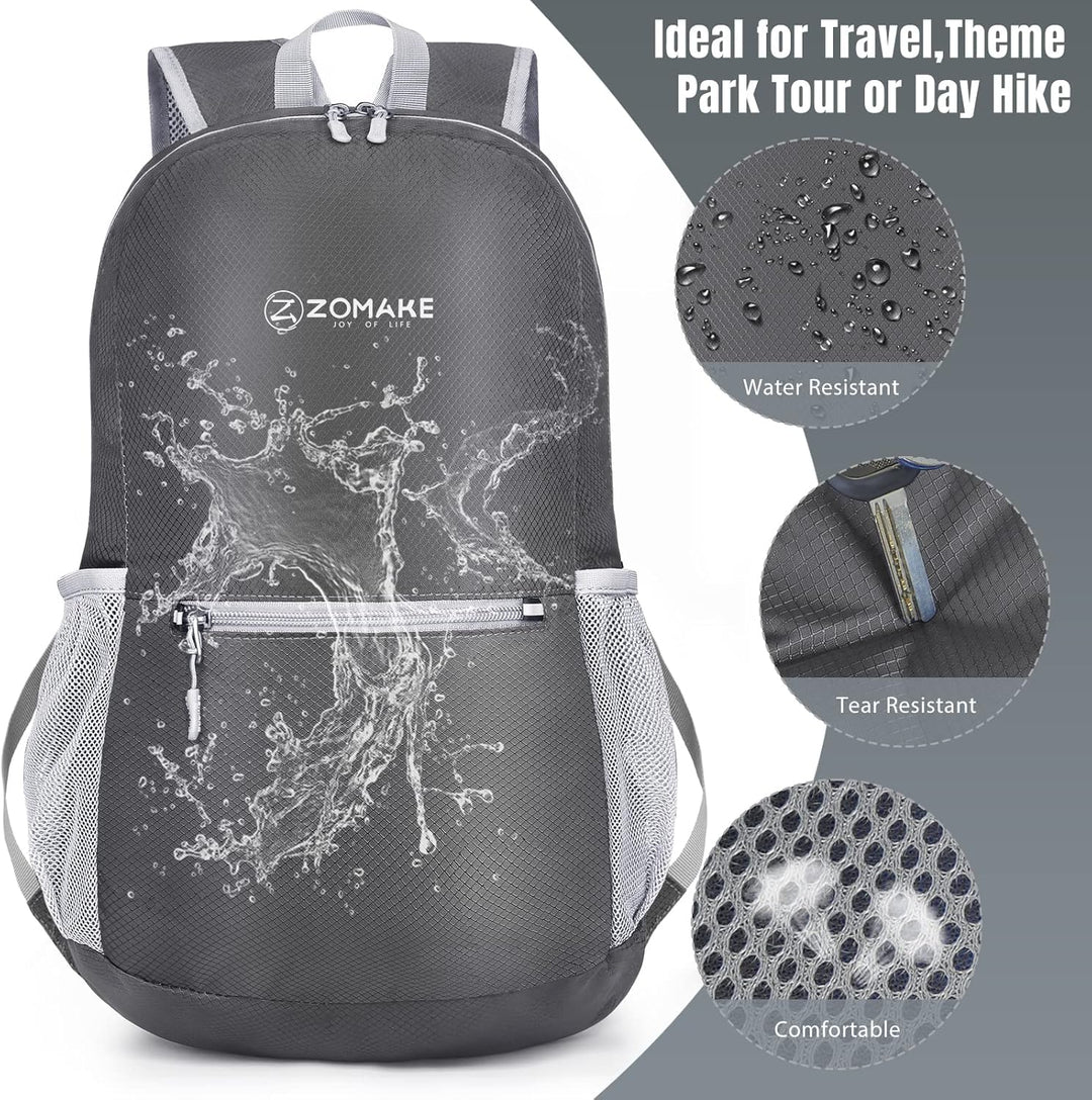 ZOMAKE Ultraleicht Faltbarer Rucksack Packbare Backpacks 20 L, Kleiner Faltbar Rucksäcke Wanderrucks