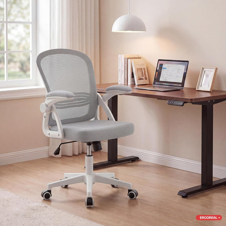 Ergonomischer Bürostuhl, 90-110° Verstellbare Rückenlehne & Aufklappbare Armlehnen (90°), Bürostuhl