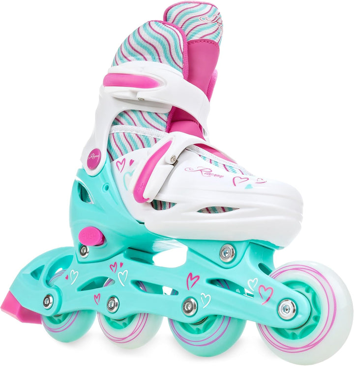 3in1 Inline Skates Inliner/Triskates/Rollschuhe Raven Lia/Loret verstellbar mit LED Leuchtrad 30-33