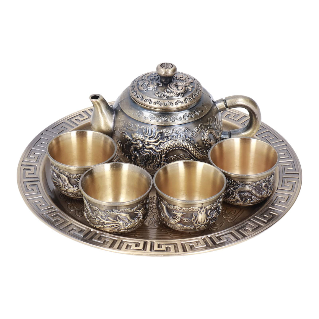 Vintage Coffee Pot Set, Metall Tee Set mit 4 Tassen und Tabletthilfemuster Marokkanischer Teekannens