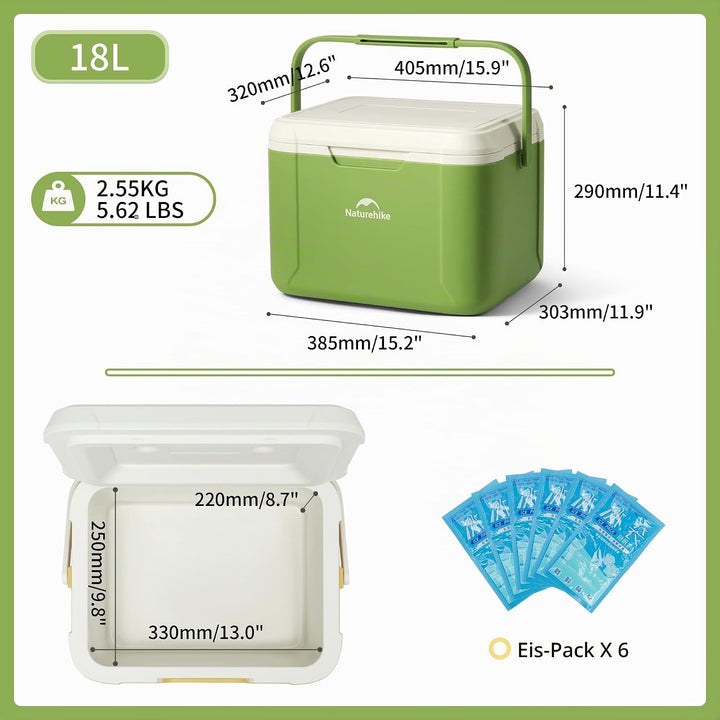 Naturehike Kühlbox 5 Liter/18 Liter Thermobox hochwertige PU Isolierbox 48 Std. Kühlleistung Kühltas