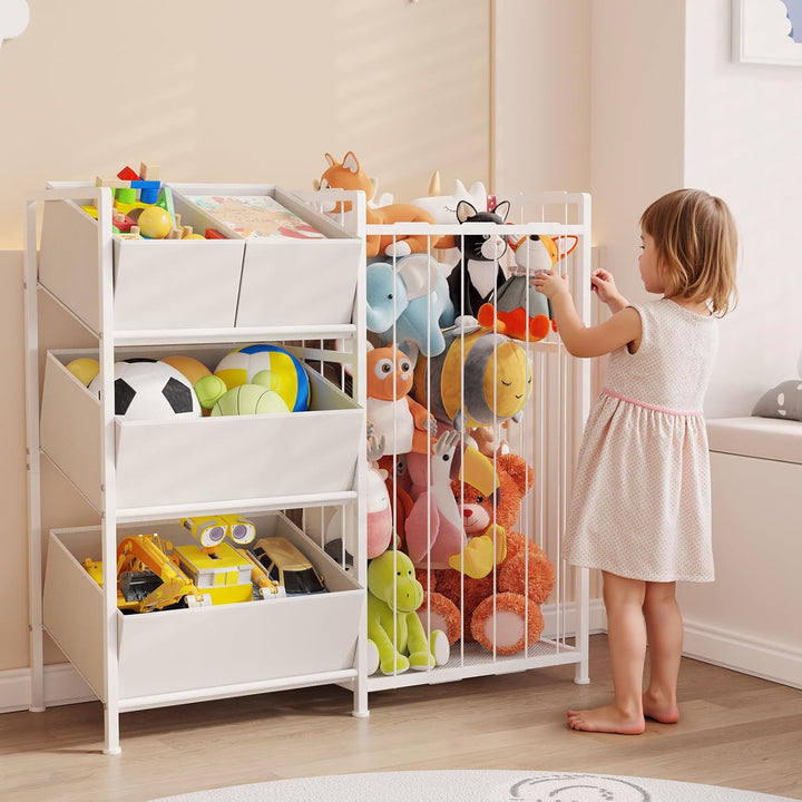 BBLIKE Spielzeug Aufbewahrung, Stofftiere Kinderzimmer Möbel Aufbewahrungsregal mit 4 Boxen, Würfelr