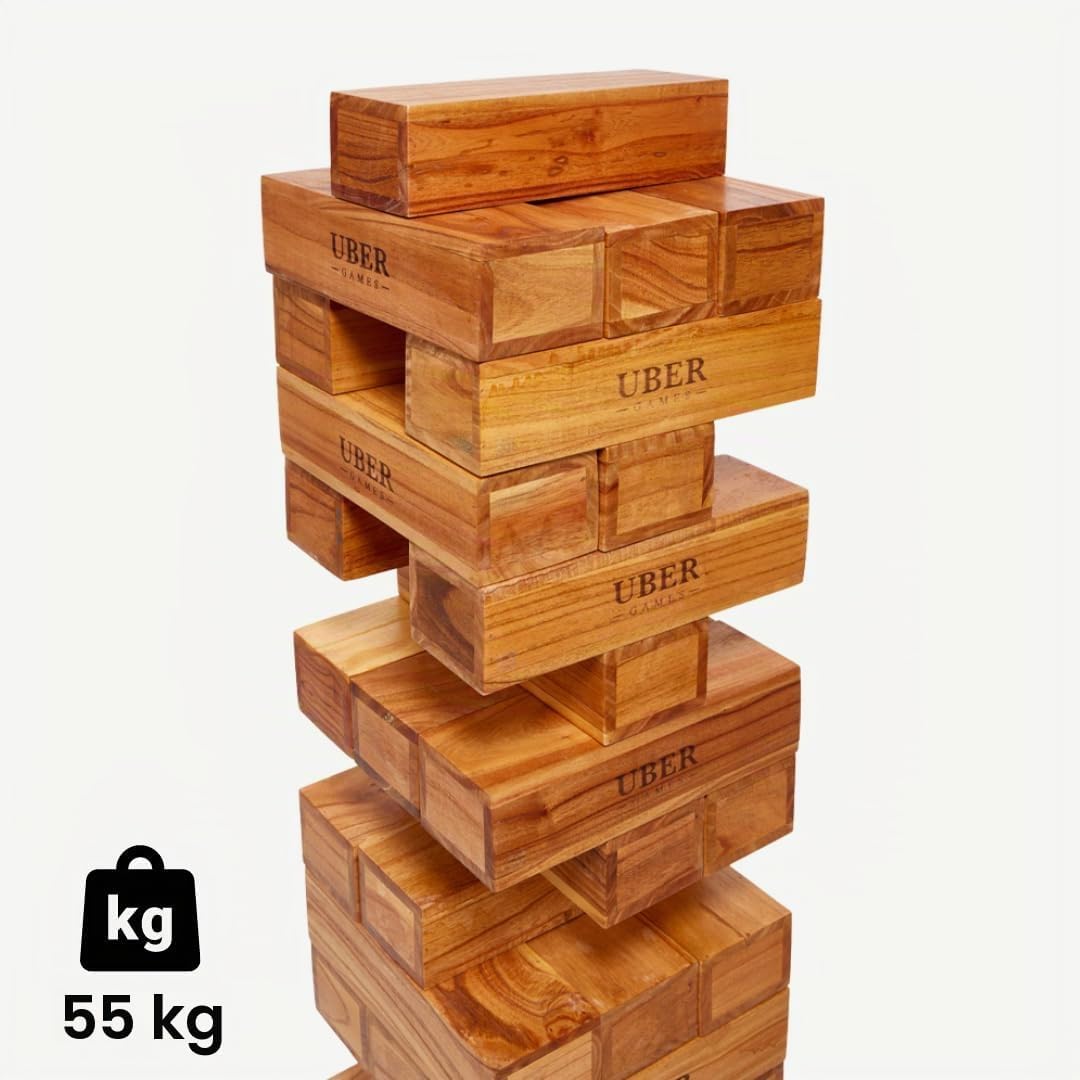 Hartholz Wackelturm XXL bis 250cm - Stapelturmspiel : das härteste Holz auf dem Markt - 100% Indien
