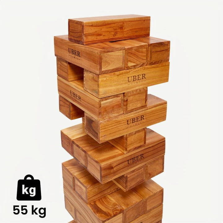 Hartholz Wackelturm XXL bis 250cm - Stapelturmspiel : das härteste Holz auf dem Markt - 100% Indien