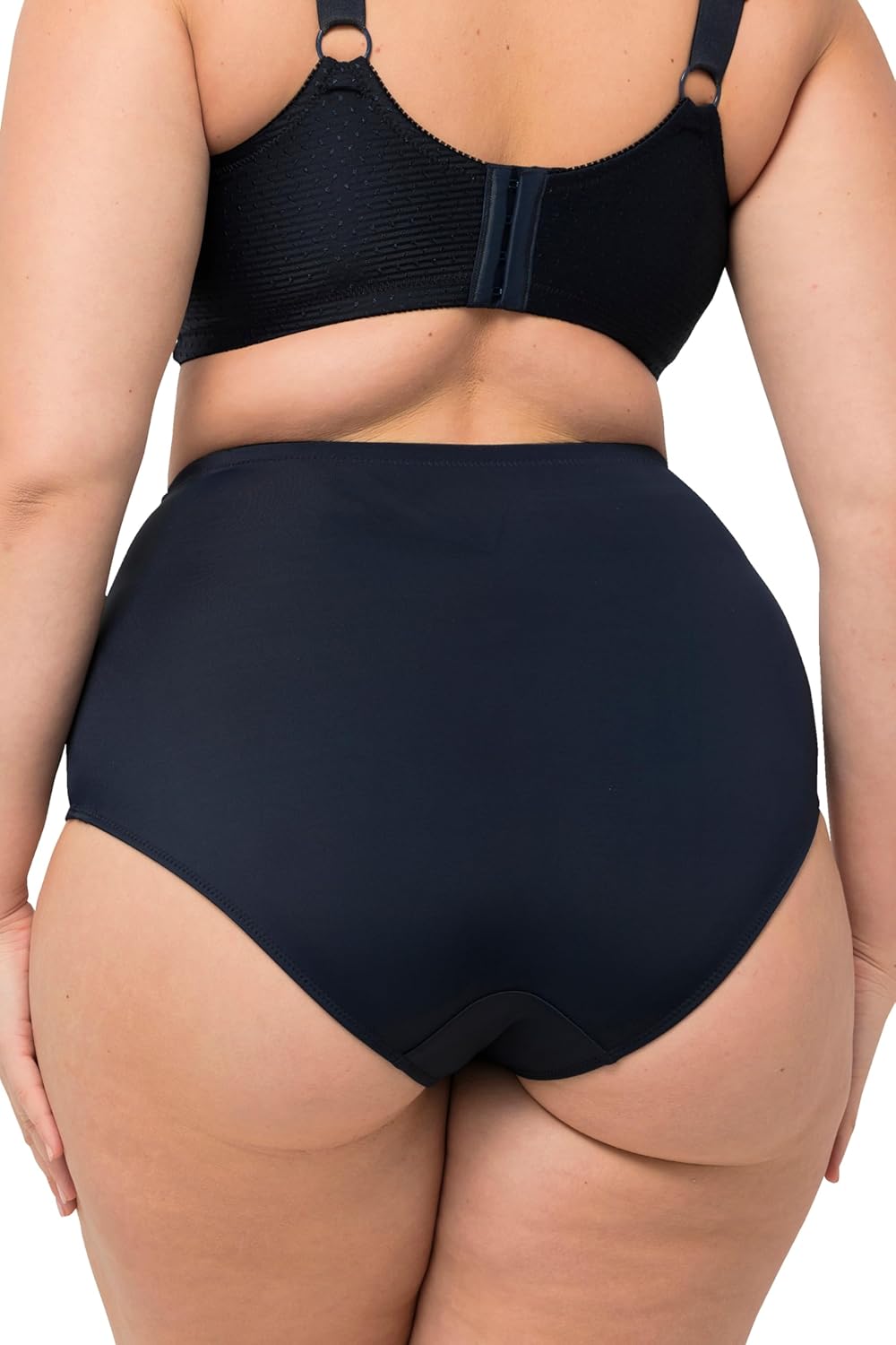 Ulla Popken Damen Miederhose, High Waist, Jacquard-Einsatz Slip 42-44 Nachtblau, 42-44 Nachtblau