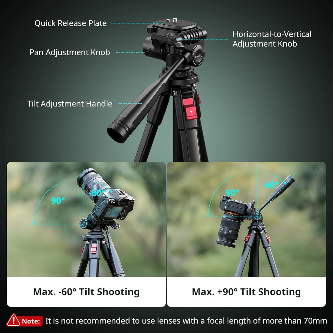 SMALLRIG Aluminium-Kamerastativ AP-30, 67,7 Zoll Reisestativ mit Telefonclip und Tragetasche, Tragba