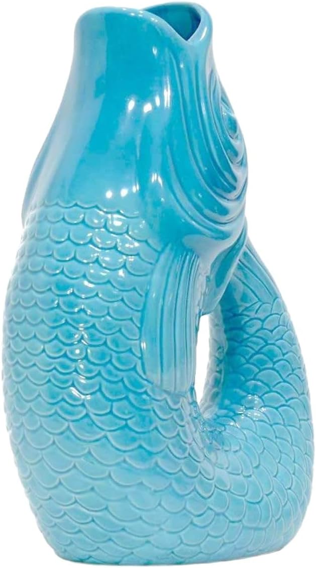 Gift Company - Monsieur Carafon -Vase/Blumenvase - Steingut - S - Lagoon/Blau - 17 x 10 x 24,3 cm -