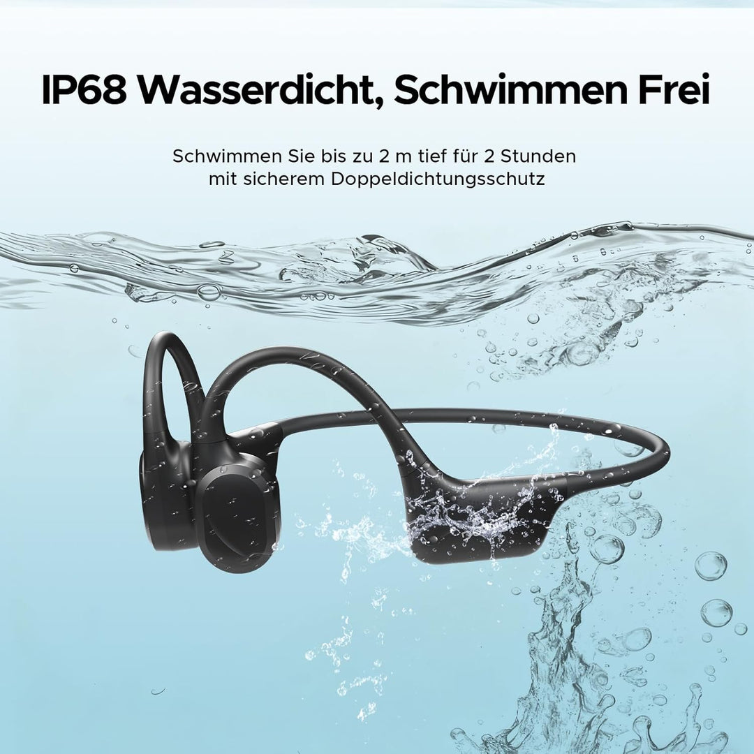 Knochenschall-Kopfhörer, IP68 wasserdichte Sport-Ohrhörer mit Bluetooth 5.4, MP3-Dualmodus, Hautfreu
