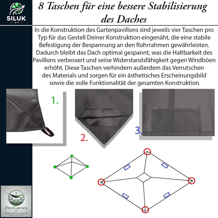 freigarten.de Ersatzdach für Pavillon 334 cm x 334 cm Sand Antik Pavillon Wasserdicht Material: Pana