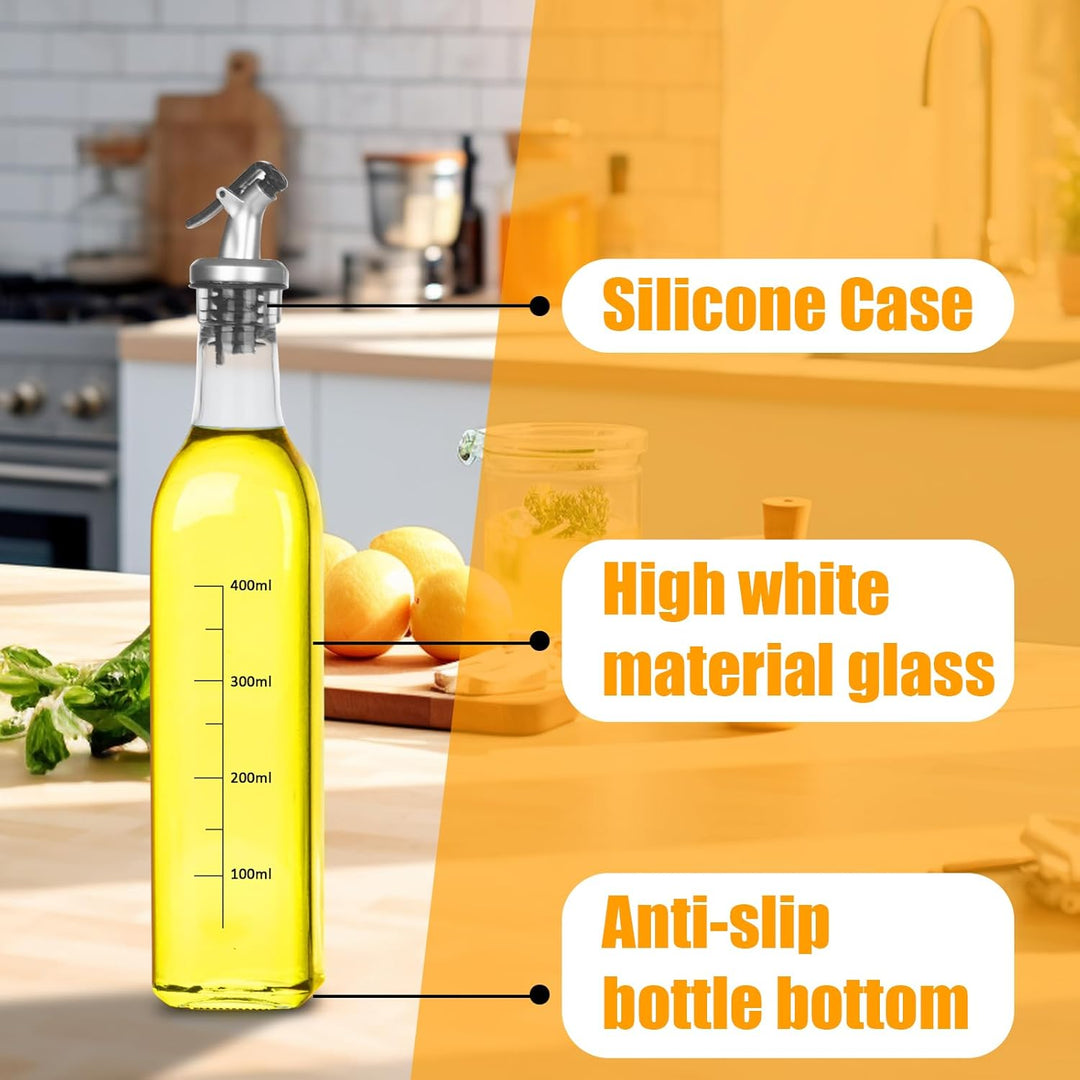 Ölflasche Mit Ausgiesser 500ml 2 Set, Öl Flaschen, Olivenöl Spender Mit Trichter, Essig Und Ölflasch