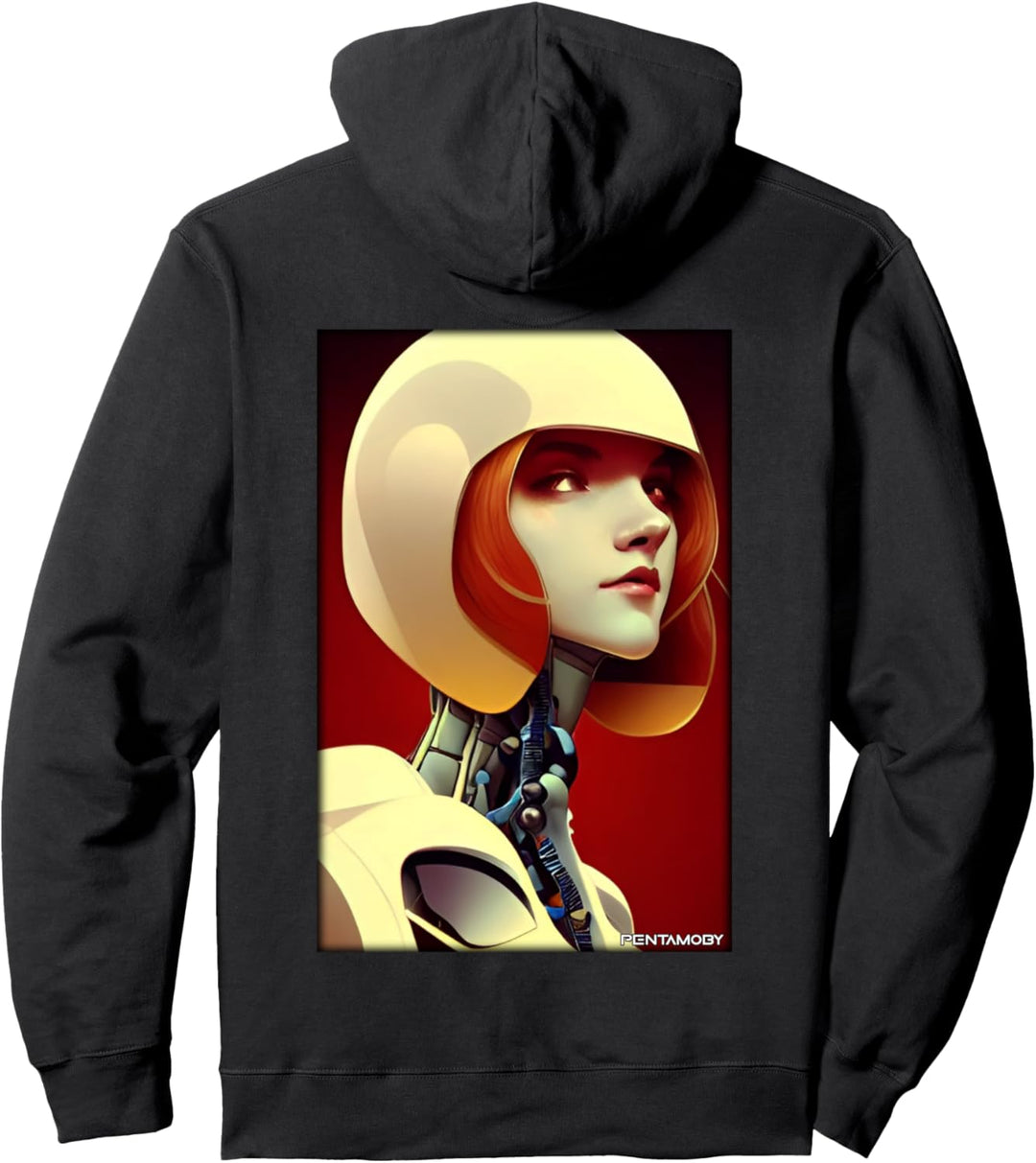 Roboter Zukunft Technologie Wissenschaft Frau Retro Vintage Pullover Hoodie