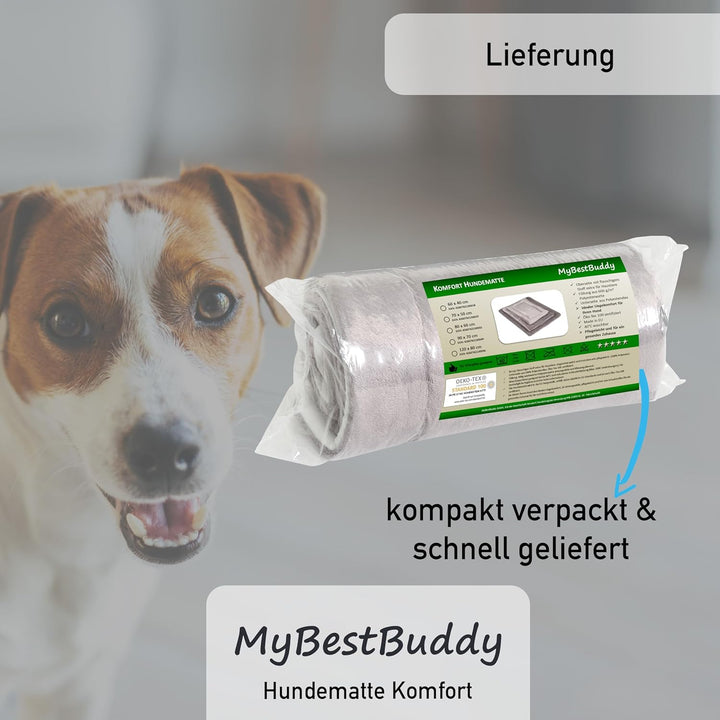 MyBestBuddy Hundekissen Komfort grau 120x80 cm XXL, allergikerfreundlich (100% Polyester), rutschfes