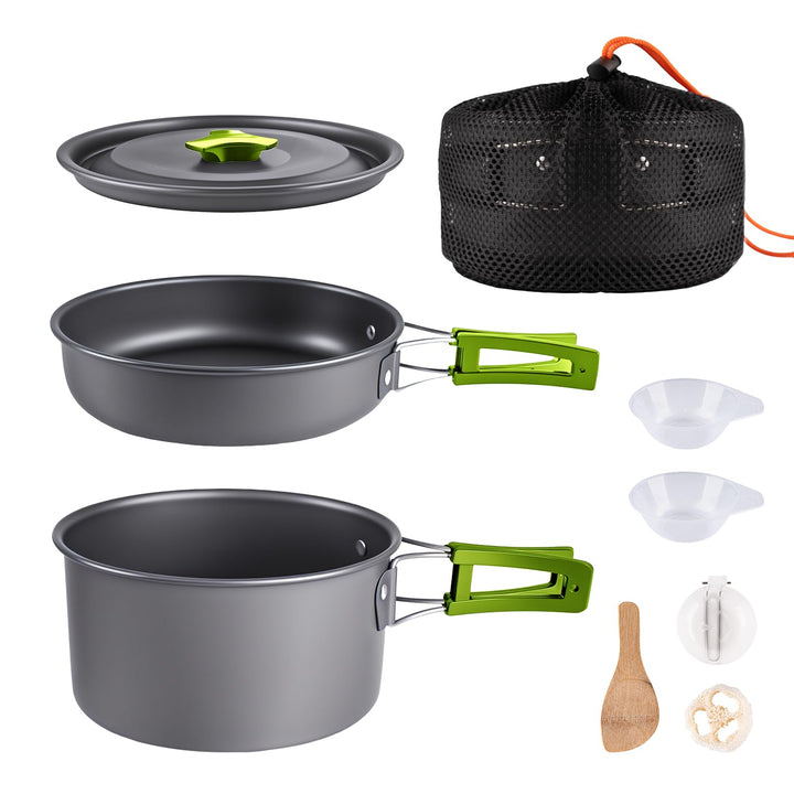 aiGear Camping Kochgeschirr Set/Outdoor Geschirr Set | Camping Topf Kochtopf Tragbar Aluminium | mit