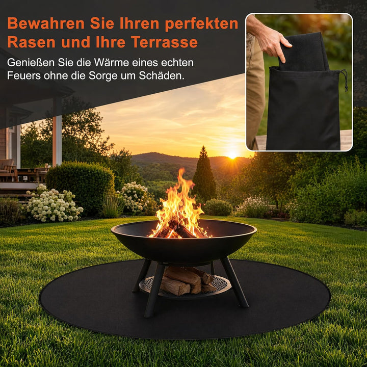 Rund Feuerfeste Unterlage, 97x97cm Feuerschutzmatte, 1093°C Feuerschalenmatte, 3 Schicht Aussenberei