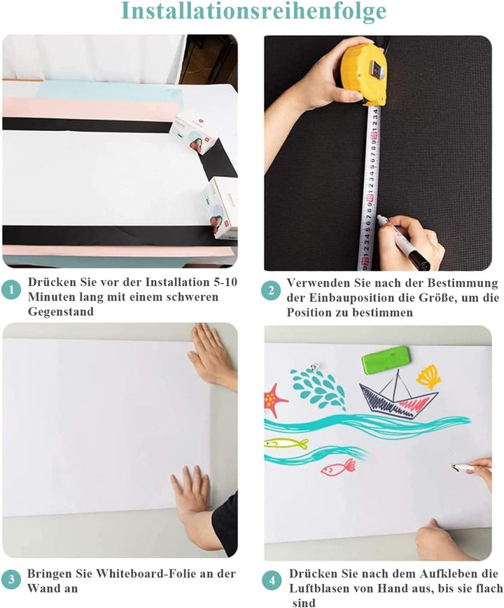 Warasee Whiteboard Magnetisch Folie, 40 * 90cm Magnettafel Selbstklebend, Magnetfolie Weiss Abwischb