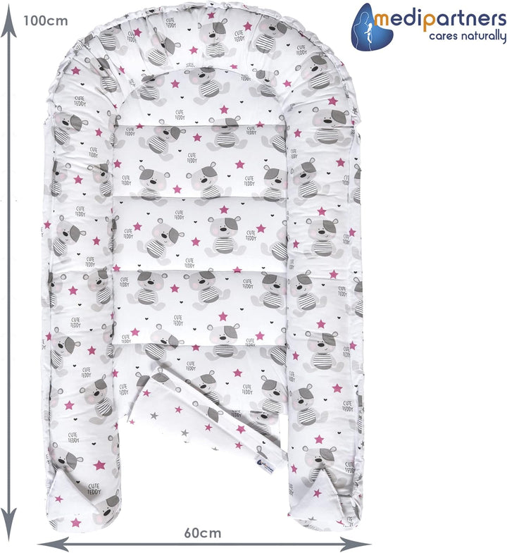 Medi Partners Babynest Kuschelnest Babynestchen 100% Baumwolle Nestchen Reisebett für Babys Säugling