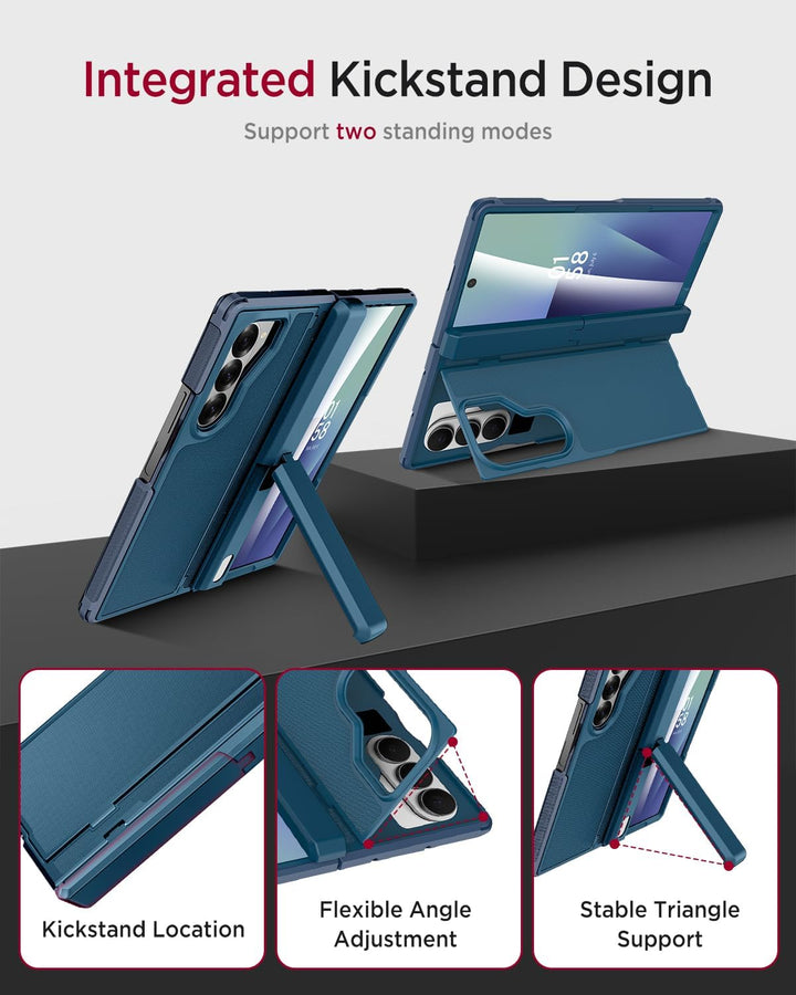 Miimall Kompatibel mit Samsung Galaxy Z Fold 7 Hülle mit Ständer, [Zwei Flexibel Stand] [Eingebauter