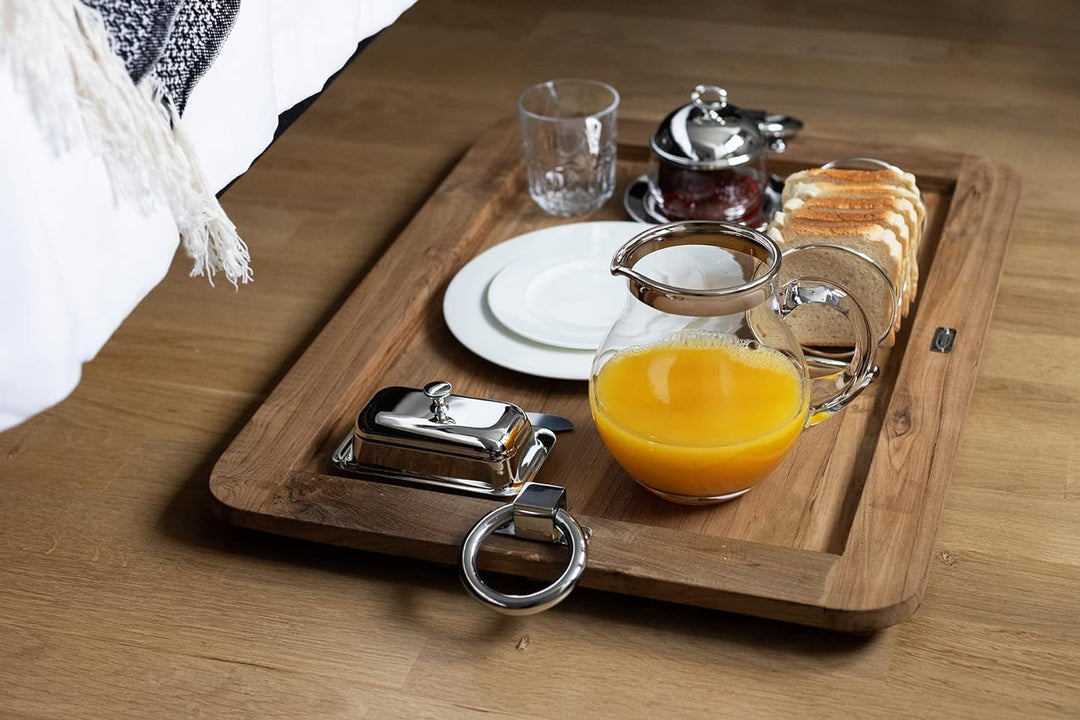 EDZARD Glaskaraffe Olivia, feiner Kristallglas Krug mit Platinrand, Füllvolumen 1,0 Liter, Höhe 16 c