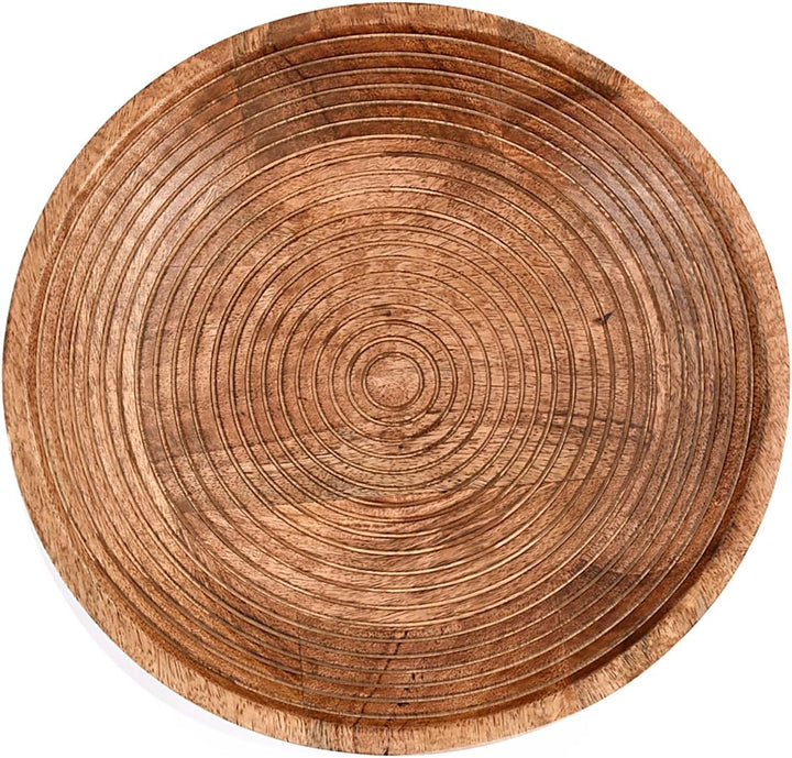 Obstschale aus Mangoholz, runde Servierschale für Obst, Dessertplatte, Tablett, Küche, Esszimmer, Ob