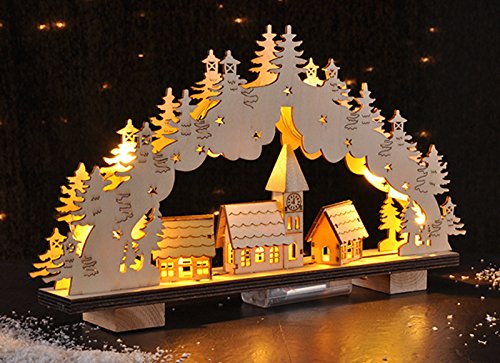Gravidus LED Lichterbogen aus Holz für Weihnachtsdekoration – Energiesparend mit 9 warmweissen LEDs,