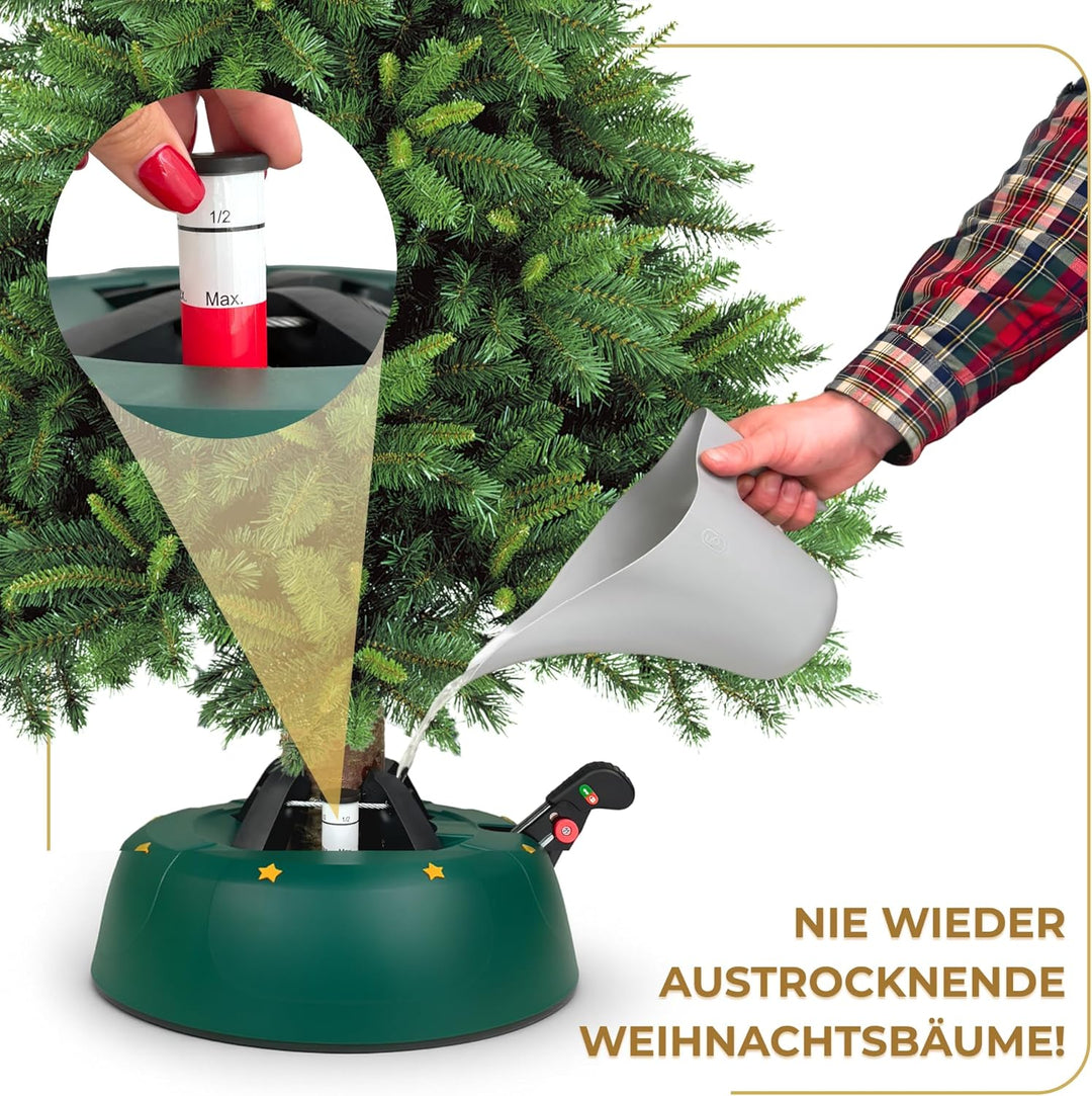 Stabiler Christbaumständer für Baumhöhe bis 2m, mit Fusspedal und Einseiltechnik, inkl. 2L Wassertan