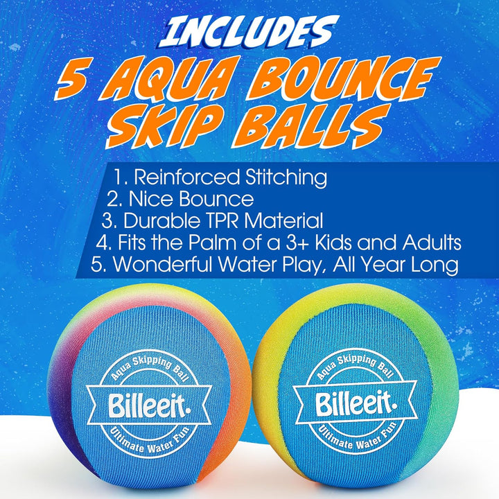 Water Skipping Balls Set Series Azure Vortex Play, 5 Runde Bälle