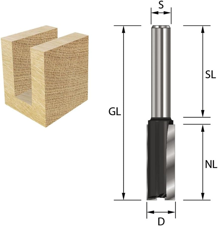 ENT 10211 Nutfräser HW, Schaft (S) 6 mm, Durchmesser (D) 6 mm, NL 19 mm, SL 32 mm, GL 55 mm D=6 / NL