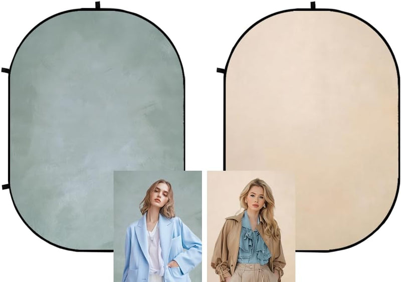 Kate 1.5x2m Beige/Hellgrün Falthintergrund Fotografie Faltbarer Studio Hintergrund Faltender Hinterg