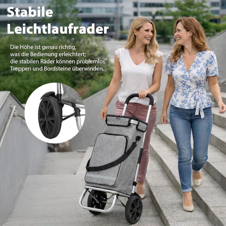 Einkaufstrolley Klappbar 3-in-1 mit 43L Kapazität Faltbarer Einkaufsroller Sackkarre Treppensteiger