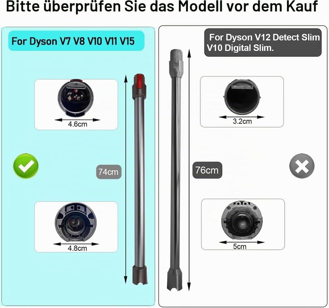 Schnellspanner-Verlängerungsstab, kompatibel mit Dyson V7, V8, V10, V11, V15, Staubsaugeraufsatz, Er