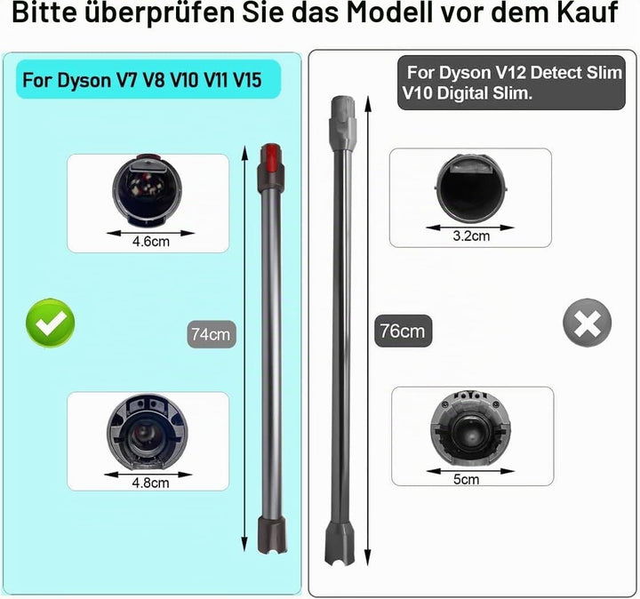 Schnellspanner-Verlängerungsstab, kompatibel mit Dyson V7, V8, V10, V11, V15, Staubsaugeraufsatz, Er