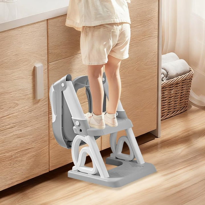 2-in-1 Toilettensitz für Kinder, Toilettensitz, faltbar und verstellbar, Treppe für Kinder, mit Leit