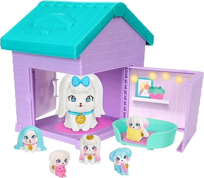 Little Live Pets Mama Surprise Families – Mamas Hütte-Packung, Bulldogge & Spaniel, 2 Hütten & Welpe