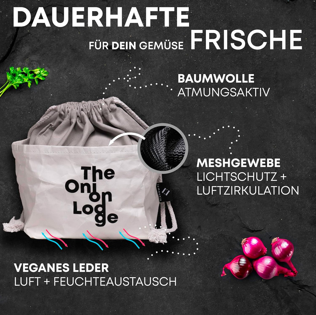 lamounia - Nachhaltige Boho Säckchen aus veganem Leder als Kartoffel Aufbewahrungsbox im 3er Set - S