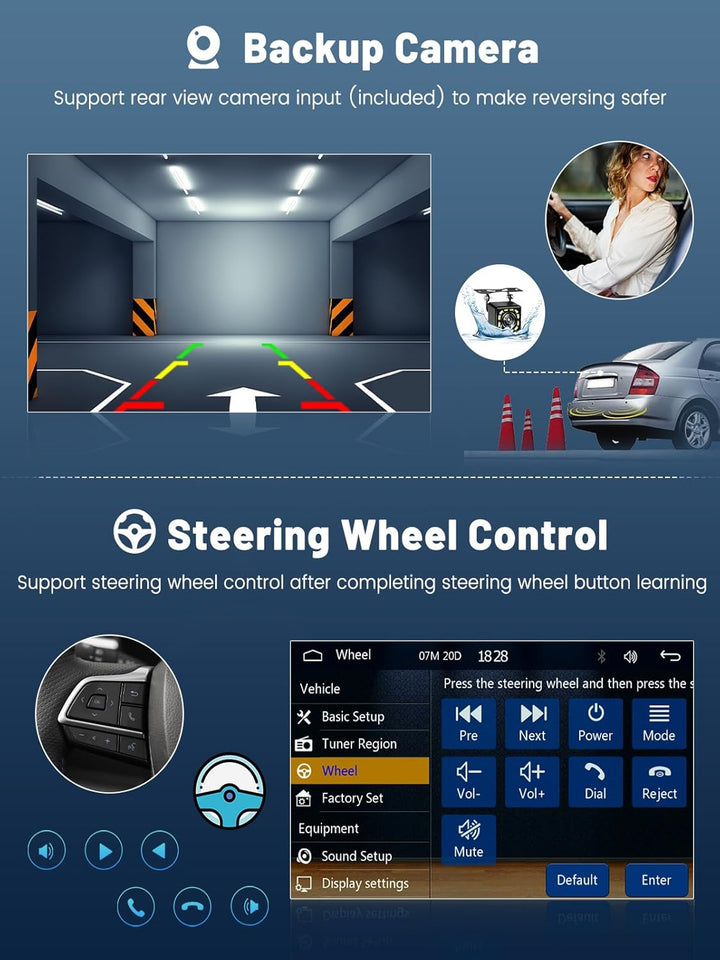 Hikity 1 Din Autoradio mit 7 Zoll Manuelle Ausfahrbarem Display Wireless Carplay Touchscreen Autorad