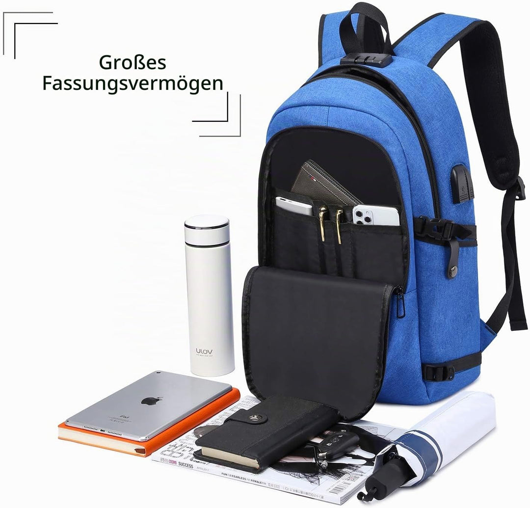 WENIG Laptop Rucksack Herren,15.6 Zoll Laptop Anti Diebstahl Rucksack Tasche Schulrucksack Business