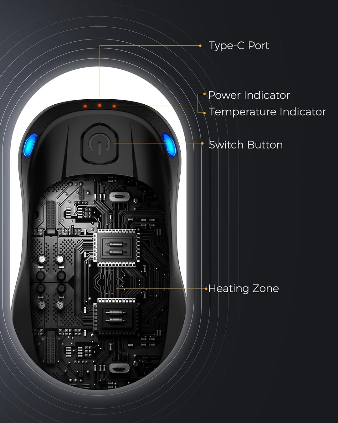 Handwärmer Elektrisch 2 Set, Taschenwärmer Wiederverwendbar AI Smart Chips 24 Stunden Heizun, Magnet