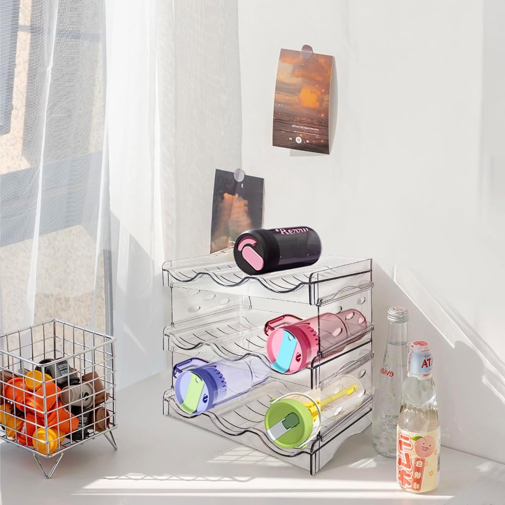 VUL Flaschenregal, Flaschenregal Stapelbarer, Flaschenhalter Kühlschrank Organizer, Wein Kunststoff
