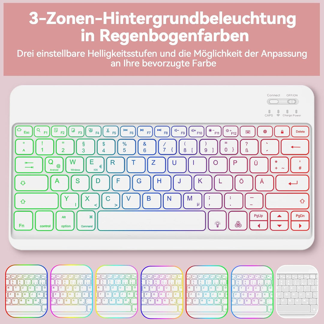 Bettdow für Samsung Galaxy Tab S10+/S10 Plus Tastatur Hülle, QWERTZ Layout Abnehmbarer Beleuchtete T